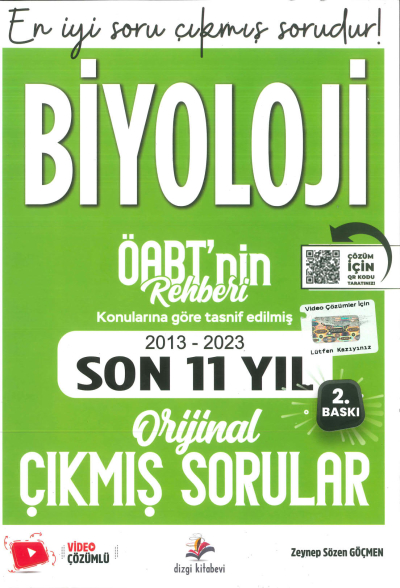 ÖABT BİYOLOJİ KONULARINA GÖRE TASNİF EDİLMİŞ 2013-2023 ORJİNAL ÇIKMIŞ SORULAR Limon Fotokopi