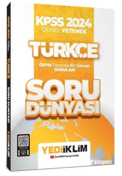 2024 KPSS Türkçe Soru Dünyası Soru Bankası Çözümlü Yediiklim Yayınları Limon Fotokopi