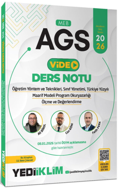 2026 MEB-AGS Eğitim Bilimleri ÖYT Sınıf Maarif Modeli Program Okuryazarlığı Ölçme Video Ders Notu Yediiklim Yayınları Limon Fotokopi
