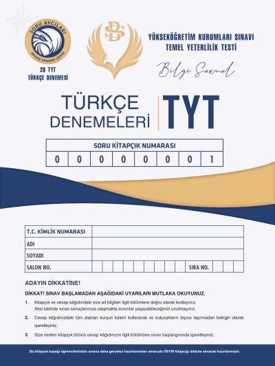 TYT Türkçe 20x40 Branş Denemeleri Bilgi Sarmal Yayınları Limon Fotokopi