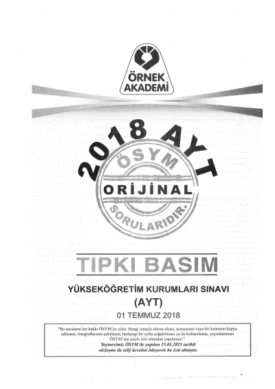 2018-2019-2020 AYT Denemesi Limon Fotokopi