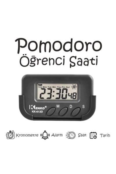 Kenko Pomodoro Öğrenci Saati - Kronometreli Ders Çalışma Saati - Dijital Masa Saati Kenko KK-613D Limon Fotokopi