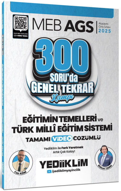 2025 MEB AGS Eğitimin Temelleri ve Türk Milli Eğitim Sistemi 300 Soruda Tamamı Video Çözümlü Genel Tekrar Kampı Yediiklim Yayınları Limon Fotokopi