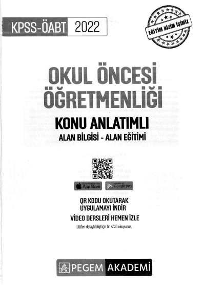 OKUL ÖNCESİ ÖĞRETMENLİĞİ KONU ANLATIMLI ALAN BİLGİSİ- ALAN EĞİTİMİ Limon Fotokopi