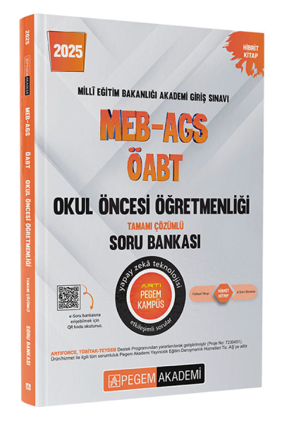 2025 MEB-AGS-ÖABT Okul Öncesi Öğretmenliği Tamamı Çözümlü Soru Bankası Pegem Yayınları