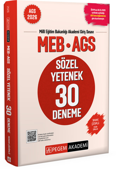 2026 MEB-AGS Sözel Yetenek 30 Deneme Çözümlü Pegem Akademi Yayınları