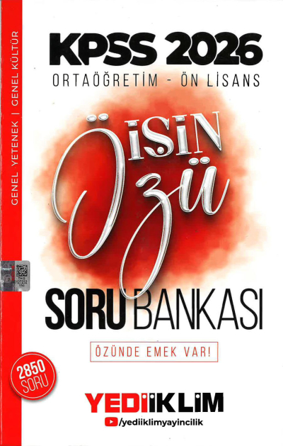 2026 Kpss Ortaöğretim-Önlisans İşin Özü Tek Kitap Soru Bankası Yediiklim Yayınları