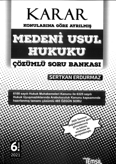 KARAR MEDENİ USUL HUKUKU ÇÖZÜMLÜ SORU BANKASI 6. BASKI Limon Fotokopi