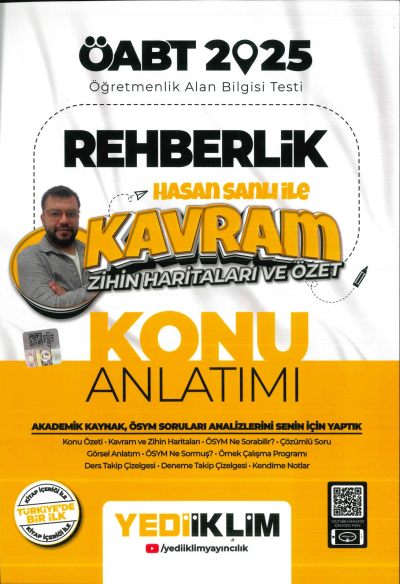 2025 ÖABT Rehberlik Hasan Sanlı ile Kavram Zihin Haritaları ve Özet Konu Anlatımı Yediiklim Yayınları Limon Fotokopi