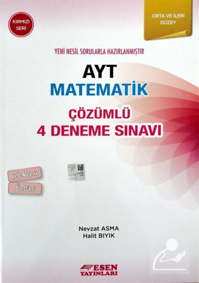 AYT Matematik Çözümlü 4 Deneme Sınavı Kırmızı Seri Esen Yayınları Limon Fotokopi