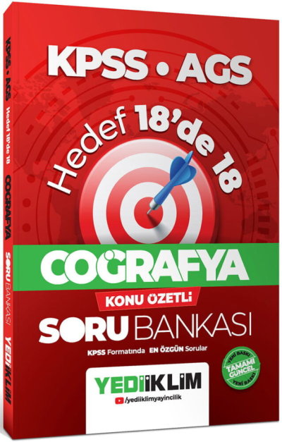 KPSS AGS Coğrafya Hedef 18 de 18 Konu Özetli Soru Bankası Yediiklim Yayınları Limon Fotokopi