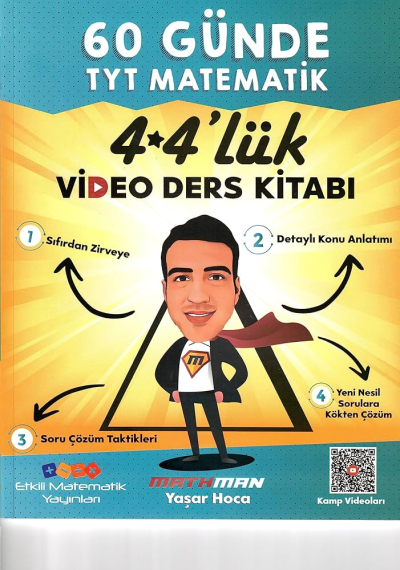60 GÜNDE TYT MATEMATİK 4*4'LÜK VİDEO DERS KİTABI MATHMAN YAŞAR HOCA Limon Fotokopi