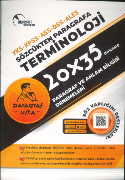 2025 KPSS MEB-AGS DGS ALES YKS Terminoloji Paragraf ve Anlam Bilgisi 20x35 Deneme Çözümlü Doktrin Yayınları Limon Fotokopi