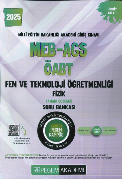 2025 MEB-AGS-ÖABT Fen ve Teknoloji Öğretmenliği Fizik Tamamı Çözümlü Soru Bankas Pegem Akademi Yayıncılık