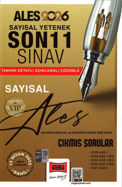 2026 ALES VIP Sayısal Yetenek Son 11 Sınav Çıkmış Sorular (13 Nisan 2025 Sınavı Dahil) Yargı Yayınları SAYISAL BÖLÜM Limon Fotokopi