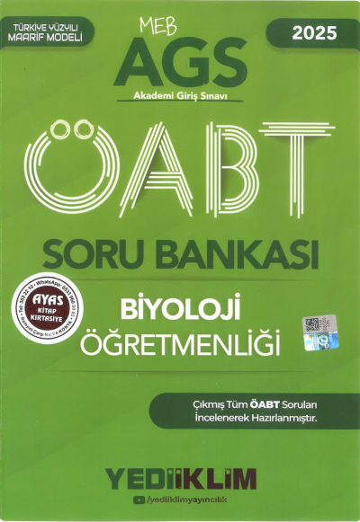 2025 MEB AGS ÖABT Biyoloji Öğretmenliği Soru Bankası Yediiklim Yayınları Limon Fotokopi