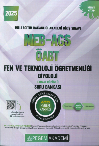 2025 MEB-AGS-ÖABT Fen ve Teknoloji Öğretmenliği Biyoloji Tamamı Çözümlü Soru Bankas Pegem Akademi Yayıncılık Limon Fotokopi