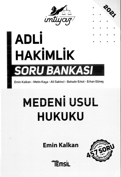 ADLİ HAKİMLİK SORU BANKASI MEDENİ USUL HUKUKU 457 SORU Limon Fotokopi