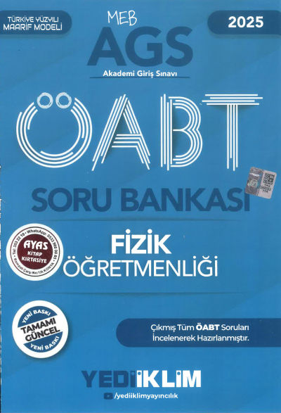2025 MEB AGS ÖABT Fizik Öğretmenliği Soru Bankası Yediiklim Yayınları Limon Fotokopi