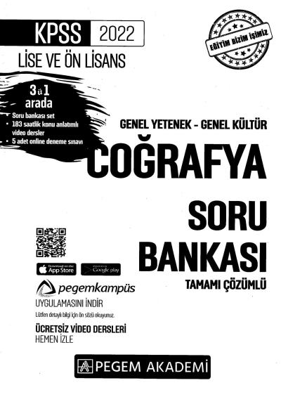 2022 KPSS LİSE VE ÖNLİSANS COĞRAFYA SORU BANKASI Limon Fotokopi