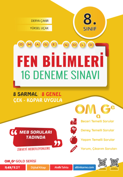 8. Sınıf Omage Gold Fen Bilimleri 16 Deneme Sınavı Omage Yayınları