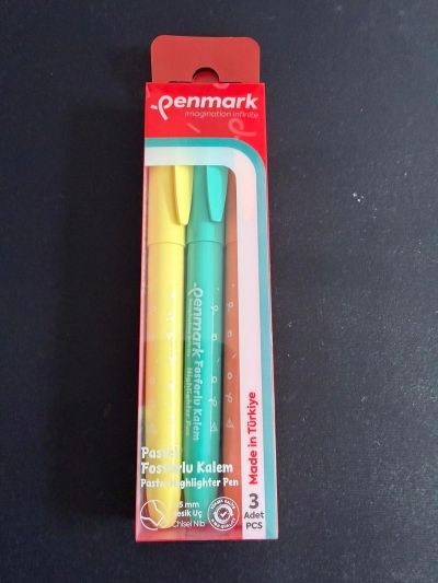 Penmark Kalem Tipi Fosforlu Kalem 3 Lü Bristol Pastel Limon Fotokopi