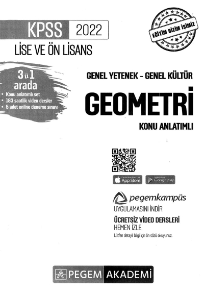 2022 KPSS LİSE VE ÖNLİSANS GEOMETRİ KONU ANLATIMI Limon Fotokopi