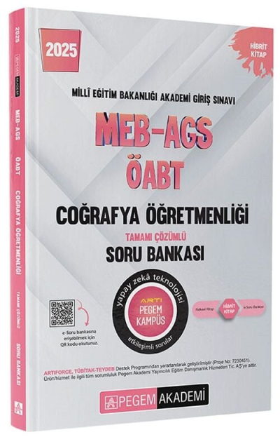 2025 MEB-AGS-ÖABT Coğrafya Öğretmenliği Tamamı Çözümlü Soru Bankası Pegem Akademi Yayıncılık Limon Fotokopi