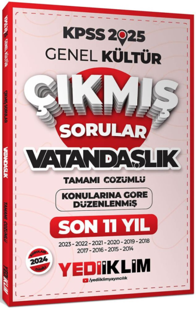 2025 KPSS Genel Kültür Lisans Vatandaşlık Konularına Göre Tamamı Çözümlü Son 11 Yıl Çıkmış Sorular Yediiklim Yayınları Limon Fotokopi