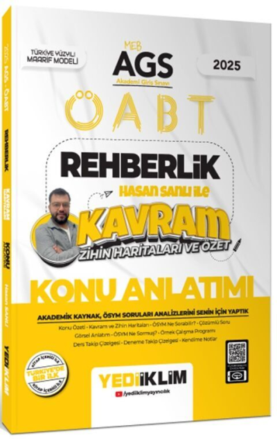 2025 MEB AGS ÖABT Rehberlik Hasan Sanlı ile Kavram Zihin Haritaları ve Özet Konu Anlatımı Yediiklim Yayınları Limon Fotokopi