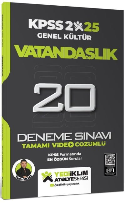 2025 KPSS Vatandaşlık Genel Kültür Atölye Serisi Tamamı Video Çözümlü 20 Deneme Sınavı Yediiklim Yayınları Limon Fotokopi
