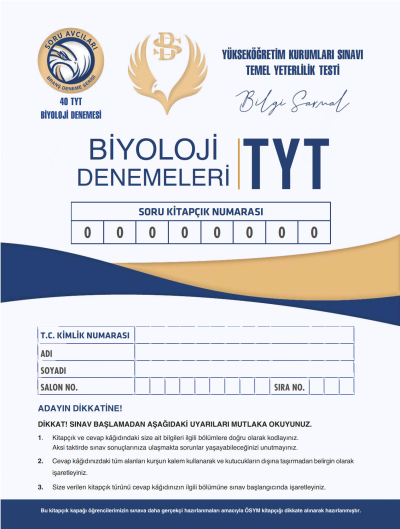 TYT BİYOLOJİ DENEMELERİ 40*6 Limon Fotokopi